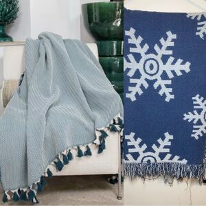 Cozy Blue Snowflake Throw Blanket